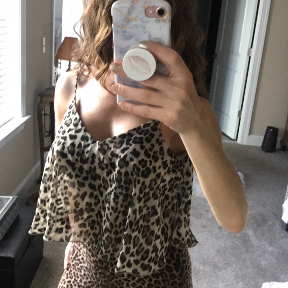 leopard crop tank